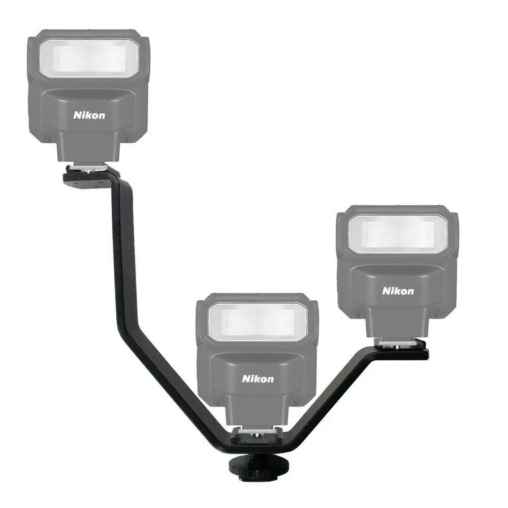 V Bentuk Triple Mount Hot Shoe - Photography Lighting Description ulasan dan harga