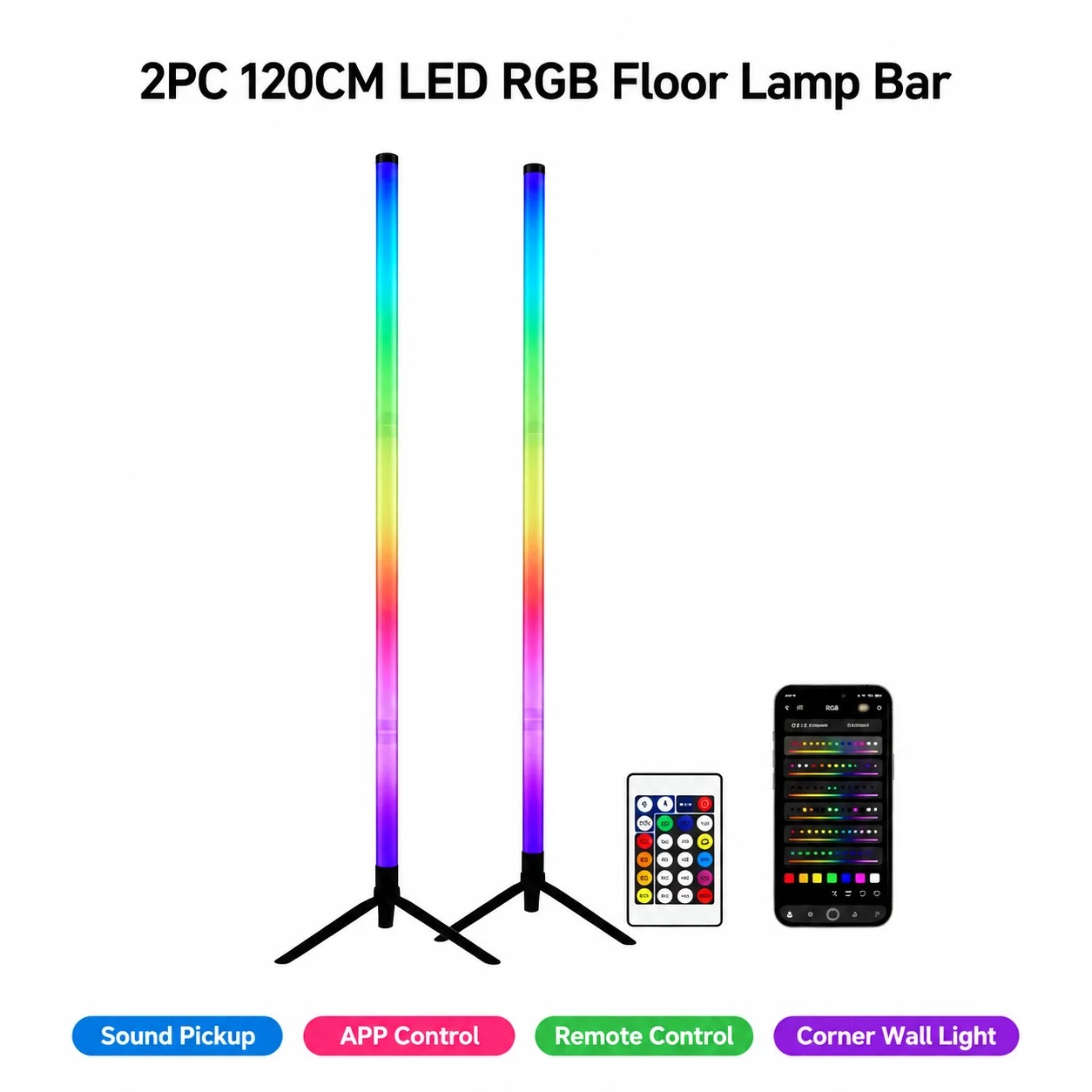 2PCS Lampu Lantai RGB 120CM, L - Photography Lighting Game ulasan dan harga